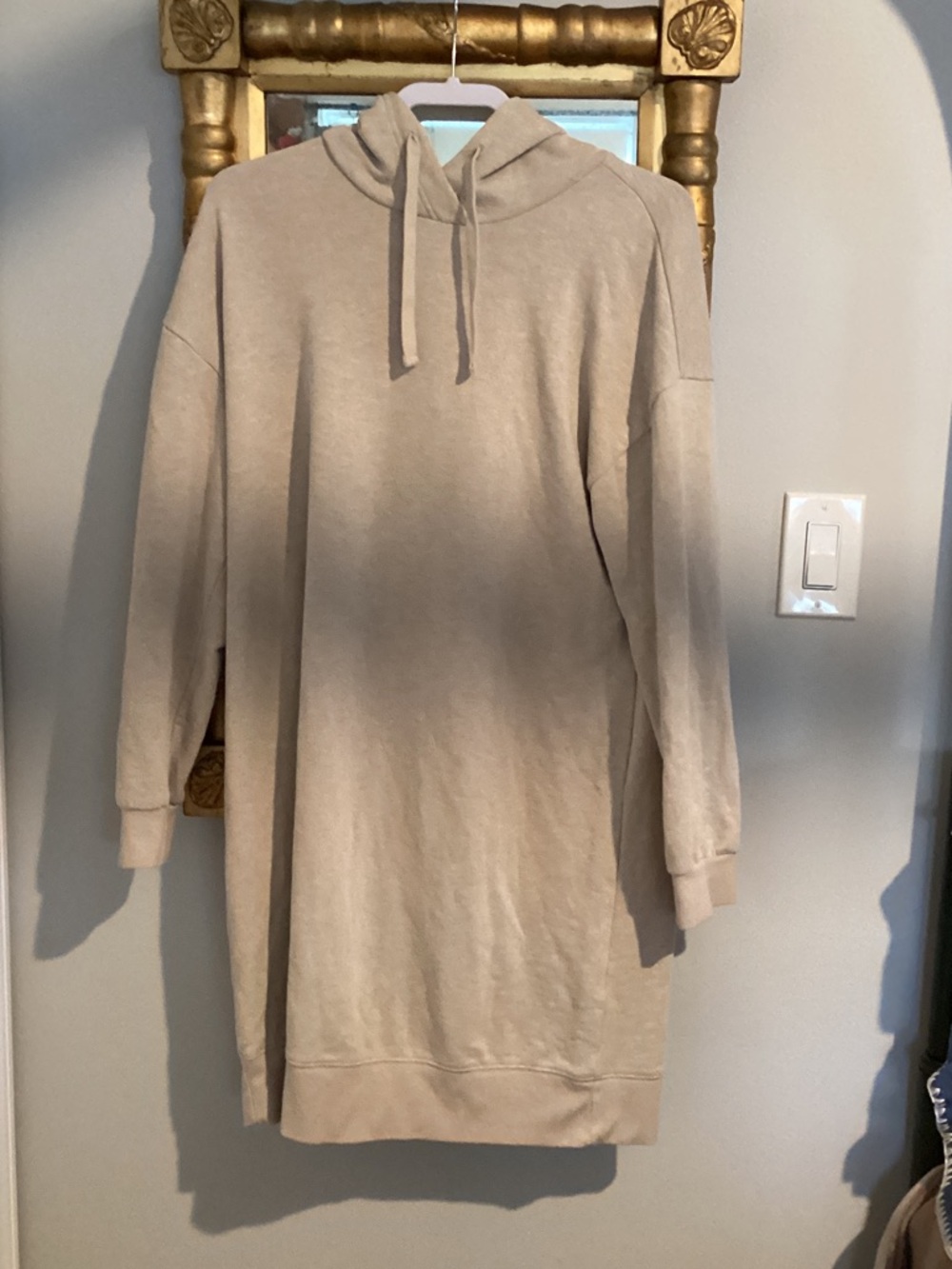 Old Navy Beige Hooded Sweatshirt Dress